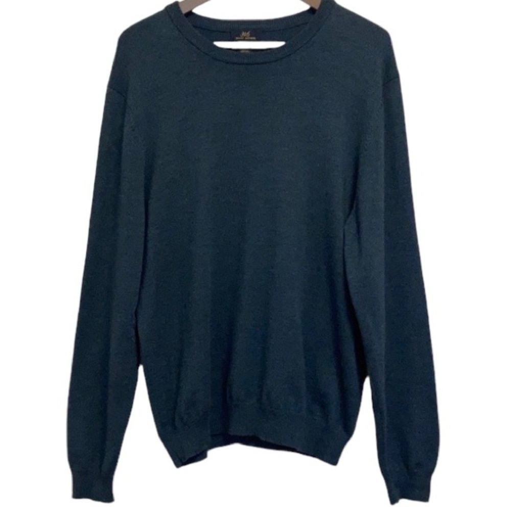 Brooks Brothers Sweater Mens Large Blue Crew Neck Merino Wool Stretch Pullover
